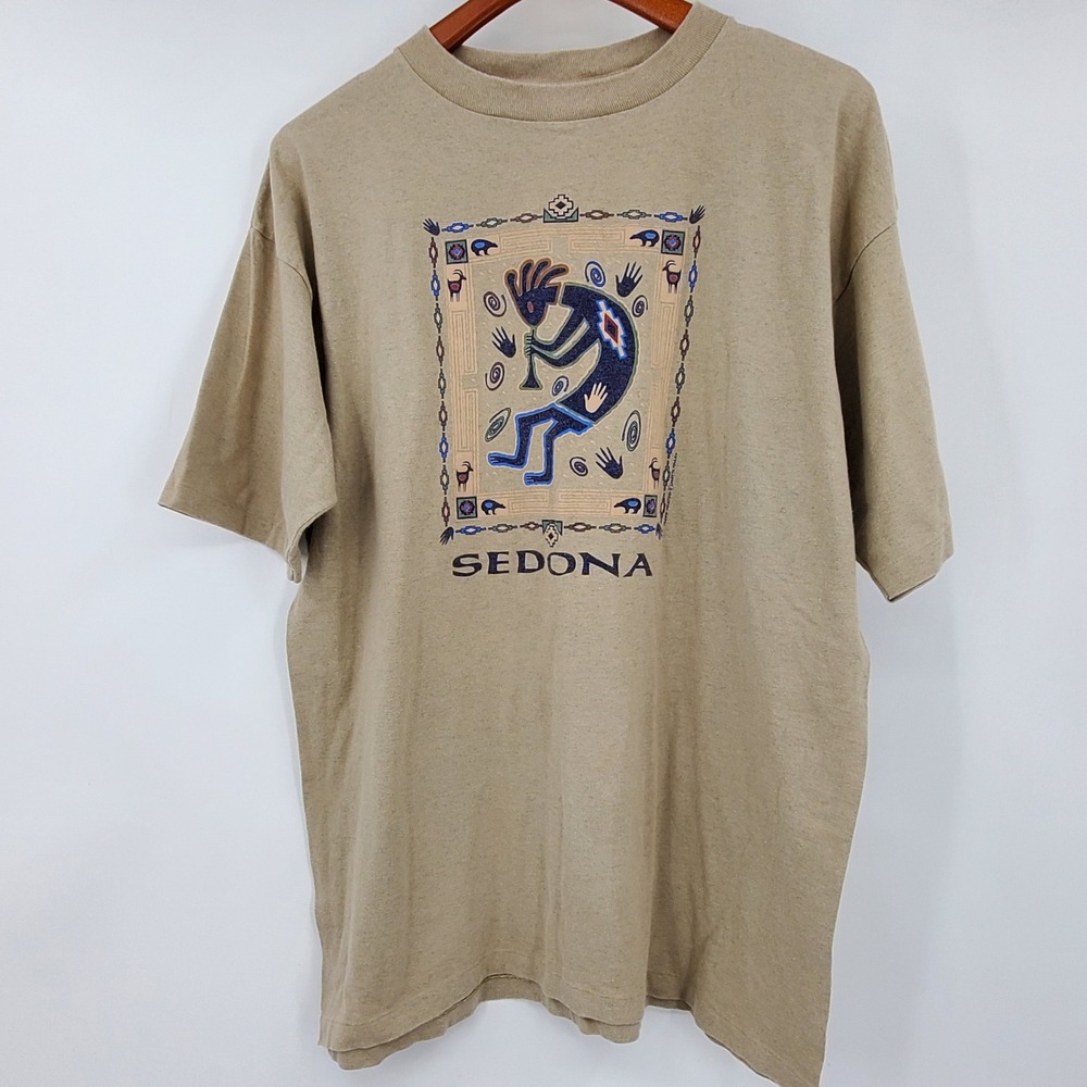 Vintage Prairie Mountain Sedona Kokopelli Graphic T-Shirt XL USA Single Stitch